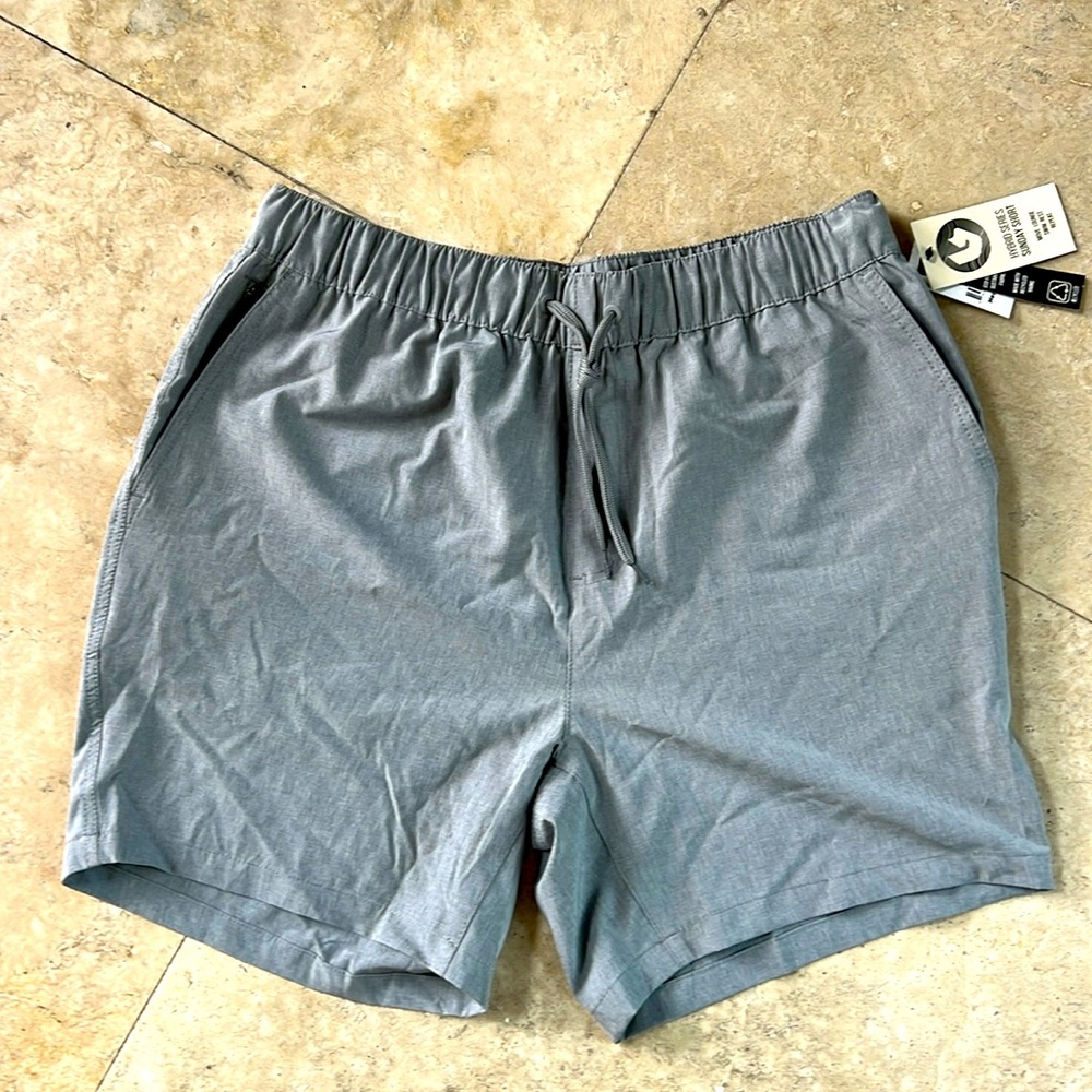 NWT Men’s Burnside Swim Shorts Heather Grey Size L 18” Quick Dry Side Pockets